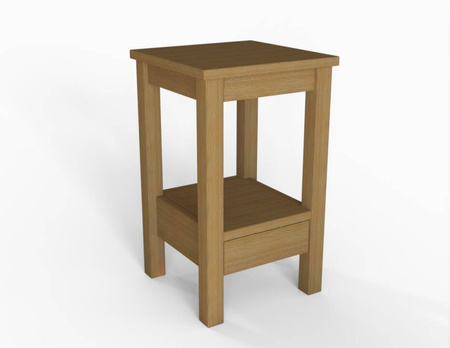 Stołek dębowy mat z szufladą wysokość 55 cm siedzisko 33cm x 33cm