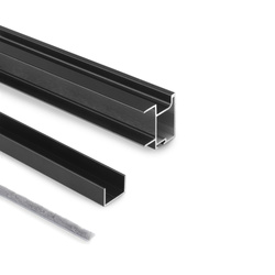 Zestaw uchwytów dla jednych drzwi przesuwnych Sharp 19, dla grubości 19mm, długość 2.35m, Aluminium, Malowane na czarno