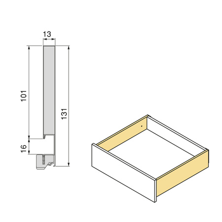 Szuflada Emuca L-270 H-131 Średnia z systemem cichego domyku Szaro-antracytowa zewnętrzna 40 kg Vertex 3D