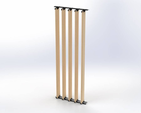 Aluminiowy antracytowy kpl. uchwytów w zestawie z 5 ruchomymi deskami o długości 210 cm montowanych w pionie lub poziomie na listwie z możliwością łączenia o długości 48 cm