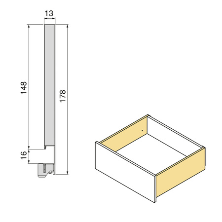 Szuflada Emuca L-500 H-178 Wysoka z systemem cichego domyku Szaro-antracytowa zewnętrzna 60 kg Vertex 3D