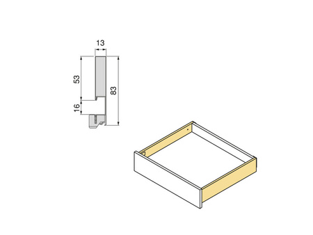 Szuflada Emuca L-400 H-83 Niska z systemem cichego domyku Szaro-antracytowa zewnętrzna 60 kg Vertex 3D