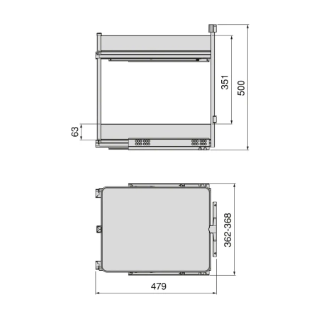 Wysuwany wózek cargo Harmony z cichym domykaniem, Moduł o szerokości 400mm wysokość 700mm, Stal i Drewno, Szary antracytowy