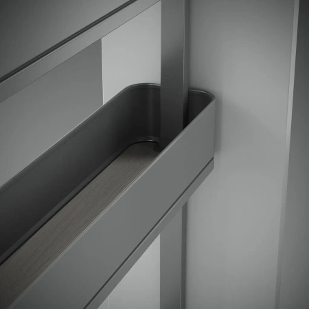 Wysuwany stojak na butelki Harmony cichy domy, Moduł 200mm, Stal i Drewno, Szary antracytowy