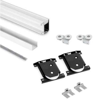 Zestaw uchwytów dla jednych drzwi przesuwnych Sharp 19, dla grubości 19mm, długość 2.35m, Aluminium, Malowane na biało
