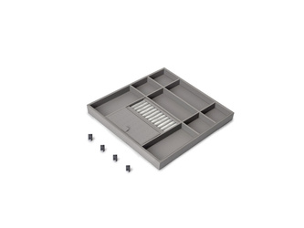 Organizer do szuflady do szafy i garderoby Quartz, 440 (M60), Eko-skóra i Drewno, Tytanowy