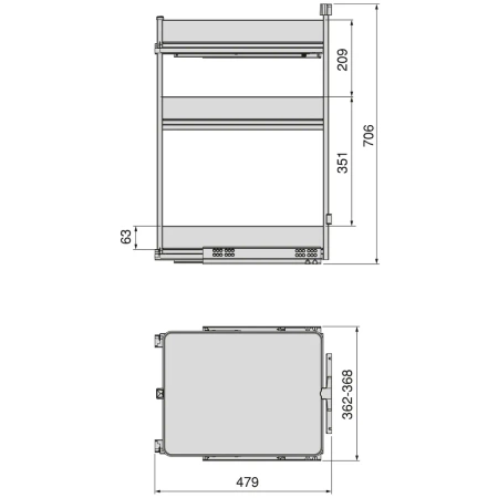 Wysuwany wózek z koszykami i akcesoriami Harmony z cichym domykaniem, Moduł o moduł 400mm, Stal i Drewno, Szary antracytowy