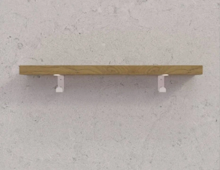 Półka drewniana dębowa 30x20x4cm w zestawie z białym uchwytem z wieszakiem 