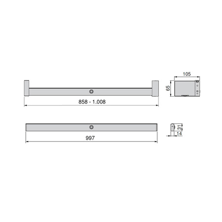 Drążek ubraniowy z LED 1008 mm Emuca, z czujnikiem ruchu, Mokka