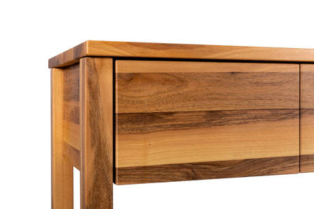 Konsola Orzech lite drewno dwie szuflady wymiary 700x350x700 mm zestaw z lustrem w ramie.  