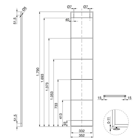 Stalowy stelaż do szafki czarny wysokość 1790 mm Ladder 